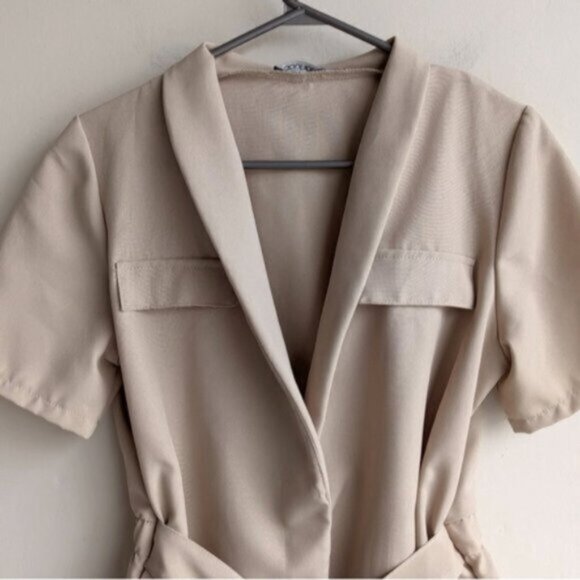 Boohoo safari blazer tie waist skort romper dress - Picture 2 of 7